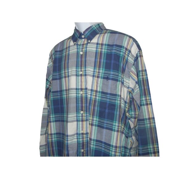 Vintage Ralph Lauren Blaire Shirt Blue Plaid Cotton Long Sleeve Button Down - Picture 5 of 9